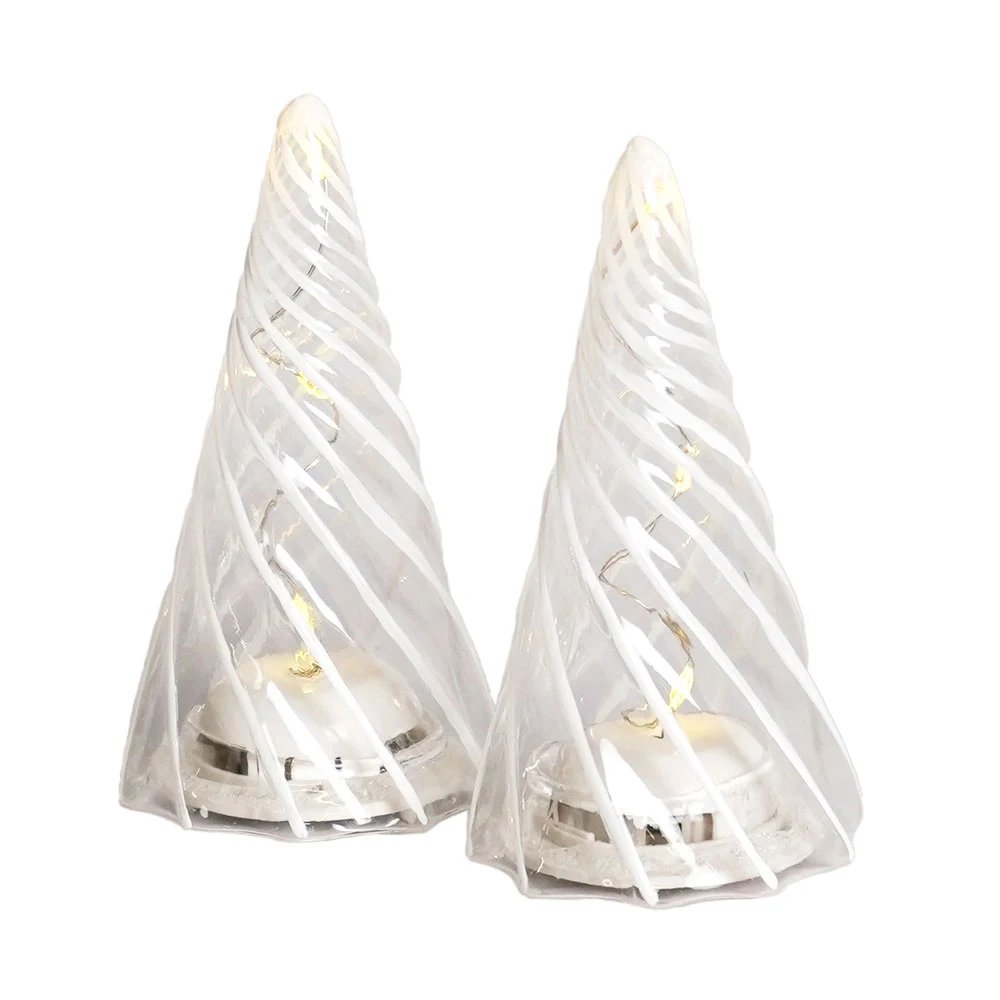 LED-Baumleuchte, Glas, 2er-Set, klar, 11 cm