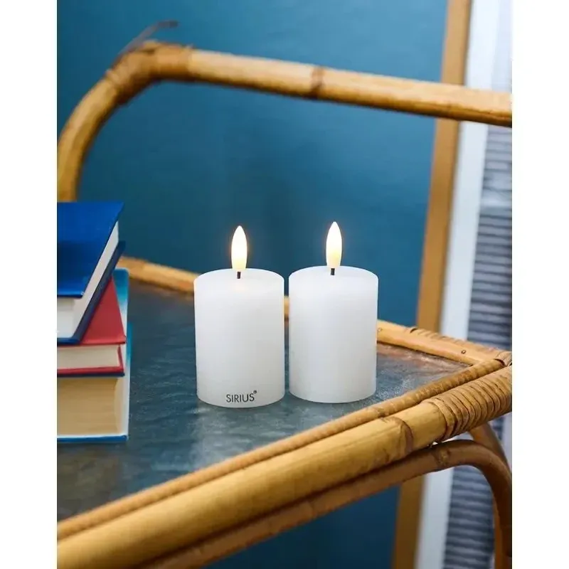 Download LED-Wachskerzen-Set Sille mini, 2 Stück, Ø 5 × 6,5 cm, weiß