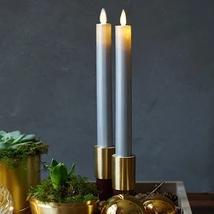 Heruntergeladene LED-Kerze Sara, silber, 2 × 25 cm, 2 × AAA, 2er-Pack
