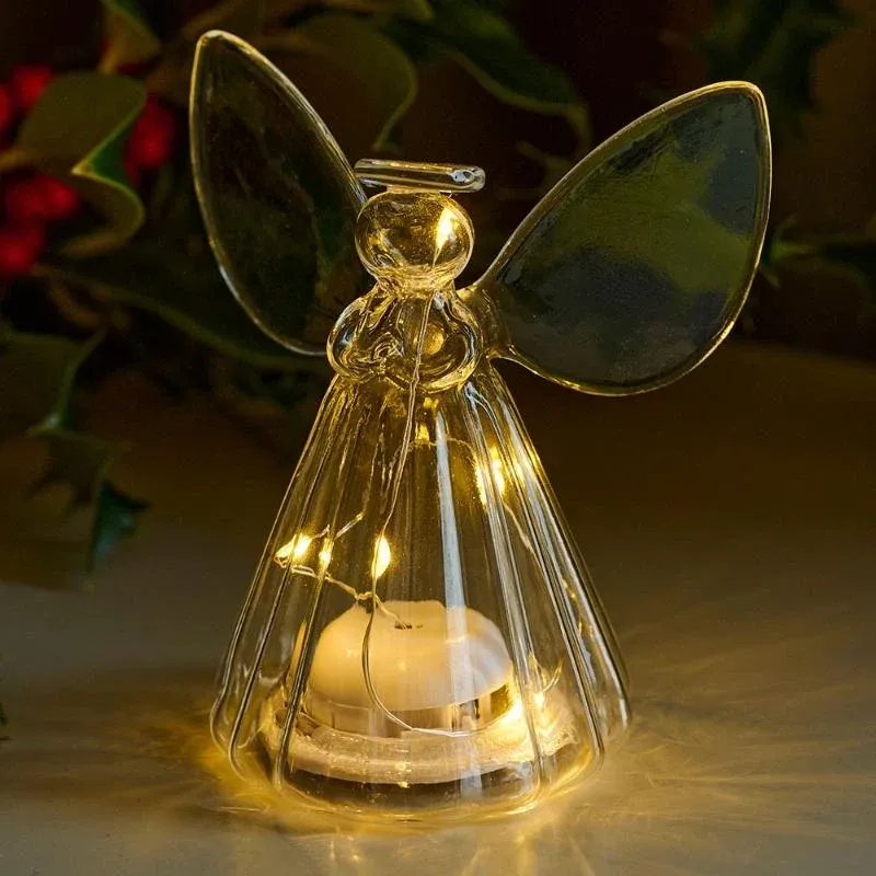 LED-Lichtengel, Glas, klar, 14 cm, heruntergeladen