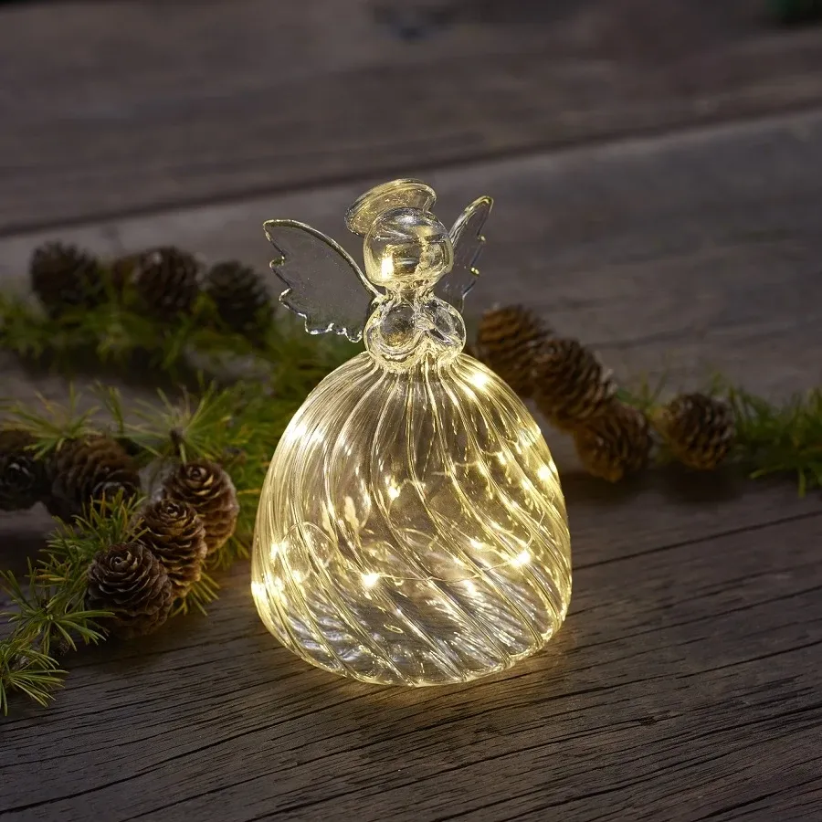 LED-Leuchtenden Glasengel, 13cm, klar, heruntergeladen