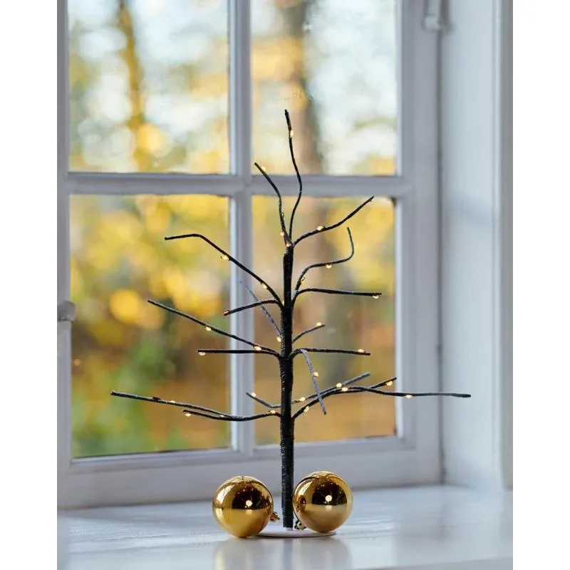 Heruntergeladene LED-Baumleuchte, braun, verschneit, 35 cm