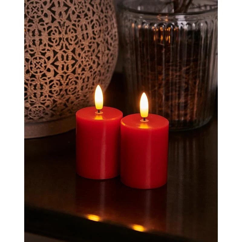 Heruntergeladene Kerze Sille mini, 2er-Set, rot