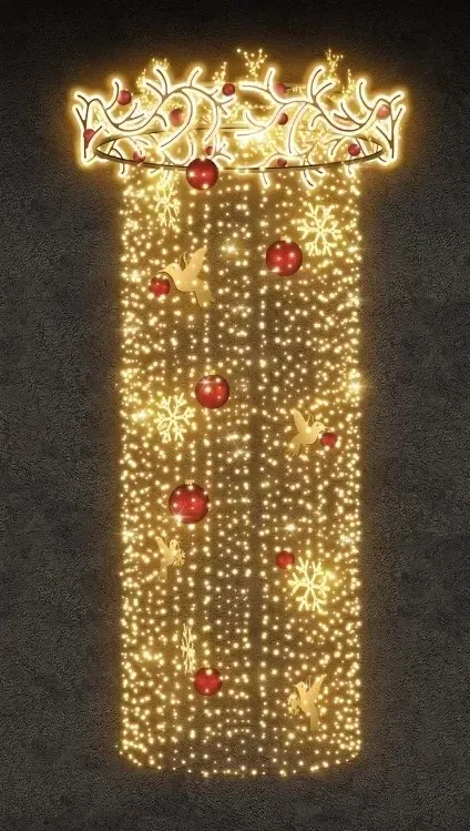 LED-Kronleuchter, 155 x 590 x 155 cm, warmweiß, 230V, 210W, 35,5 kg, 3-teilig