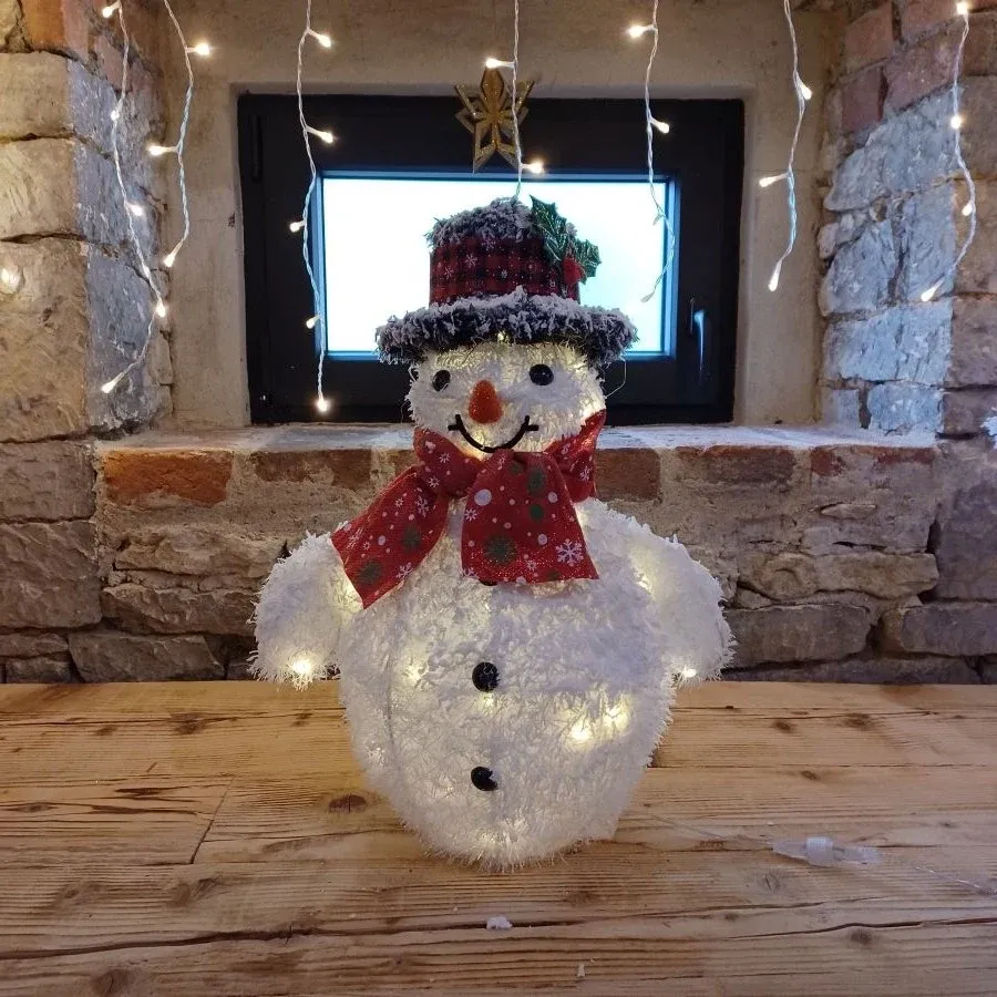 Eco Fix 3D LED-Schneemann-Licht, 50 cm, warmweiß, Aluminium