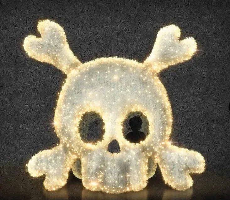 3D LED-Lichtschädel, 350 x 300 x 290 cm, warmweiß, 36V, 79,7W, 128,4 kg, bestehend aus 8 Teilen