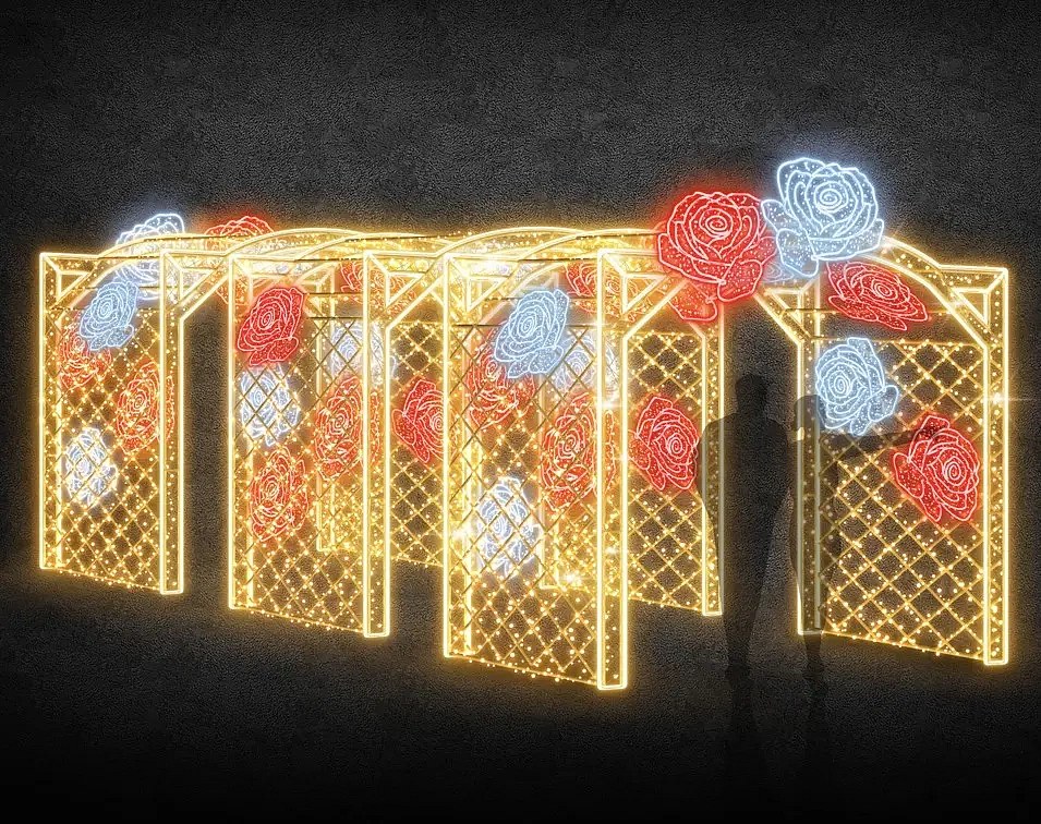 LED-Lichtpavillon, 300 x 260 x 600 cm, warmweiß