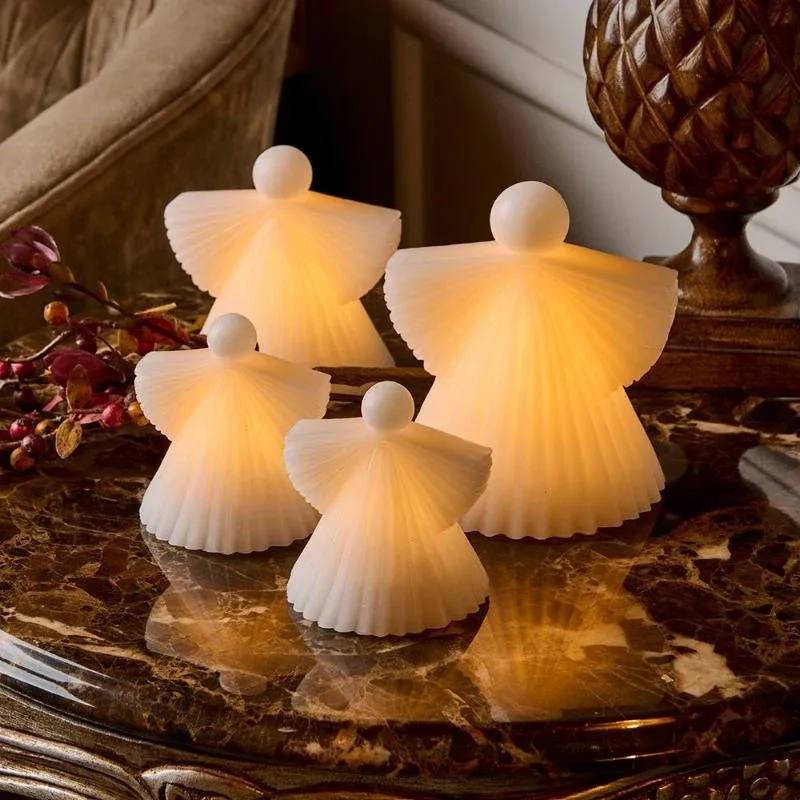 LED-Kerze aus echtem Wachsengel, weiß, 2er-Set, 10 cm
