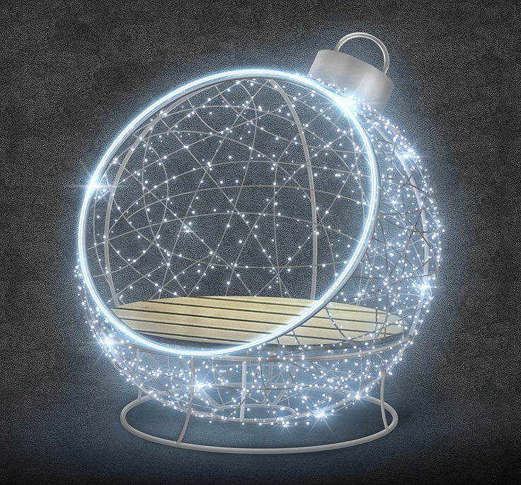 3D-LED-Leuchtstuhl-Ornament, 130 cm, eisweiß, 36 V , 30,5 W, 33 kg in 3 Teilen