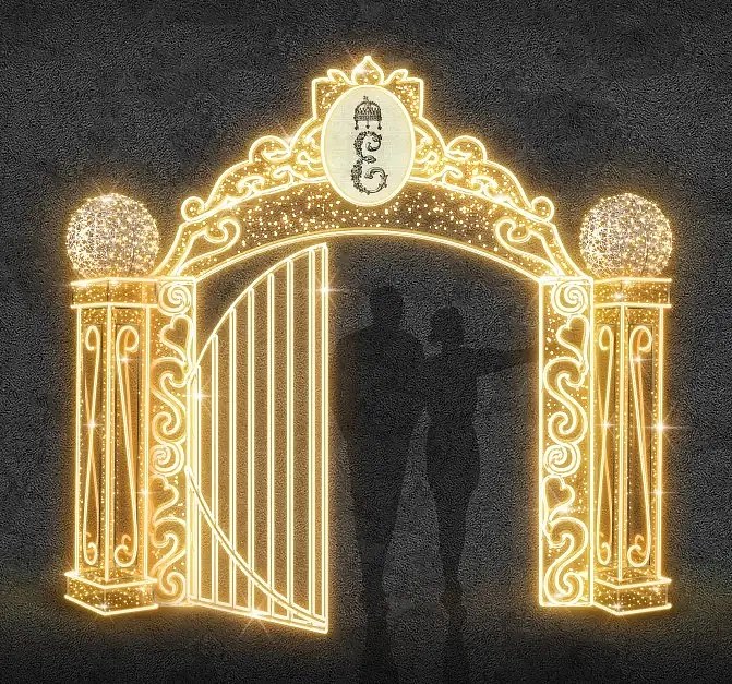 3D-LED-Lichttor 345 × 325 cm, warmweiß