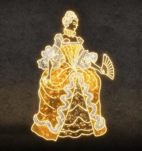 2D-LED-Lichtprinzessin, 120 × 190 cm, warmweiß, stehend, 3D-Druck