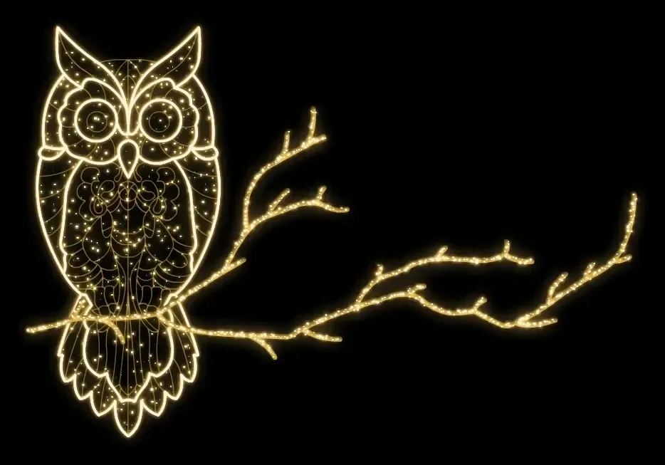 Eco Fix 2D LED-Leuchte Eule am Ast, hängend, 220 × 145 × 3 cm, warmweiß, Aluminium, DZ1195WS1