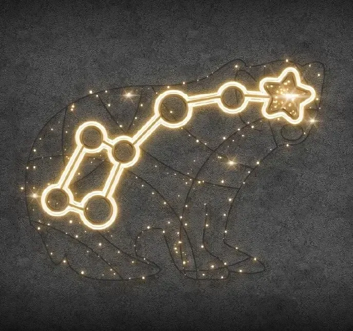2D LED-Lichtkonstellation eines kleinen Bären, 240 x 180 cm, warmweiß, stehend