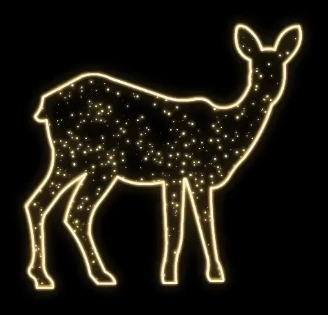 2D LED-Lichthirsch, 210 × 200 × 5 cm, warmweiß, stehend, Aluminium