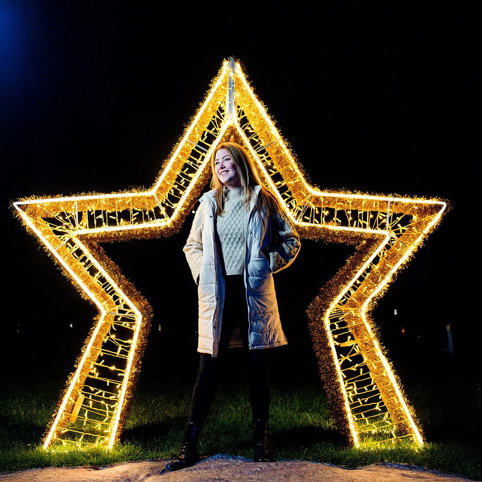 Eco Fix 3D LED-Sternenlichttor, 510 × 410 × 75 cm, warmweiß, Aluminium