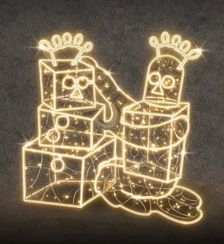 2D-LED-Lichtroboter II, 145 × 155 cm, warmweiß, stehend, 3D-Druck
