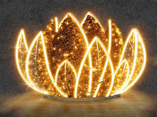 3D LED-Leuchte Seerose, 200 x 150 cm, warmweiß, 36 V, 59,2 W, 3-teilig