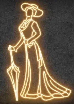 2D LED-Licht Dame, 130 × 195 cm, warmweiß, stehend, 3D-Druck