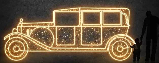 Eco Fix 2D LED-Leuchtauto Tatra 31, 455 × 187 × 60 cm, warmweiß, stehend, 3D-Druck