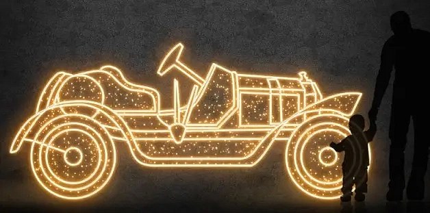 Eco Fix 2D LED-Lichtwagen Laurin-Klement FC, 335 × 150 × 60 cm, warmweiß, stehend, 3D-Druck