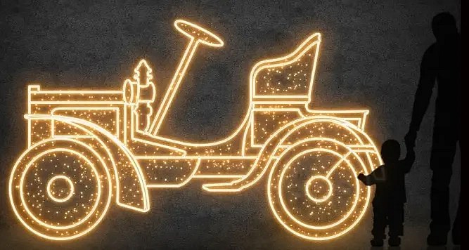 Eco Fix 2D LED-Autoleuchte Peugeot Typ 69, 290 × 175 × 60 cm, warmweiß, stehend, 3D-Druck