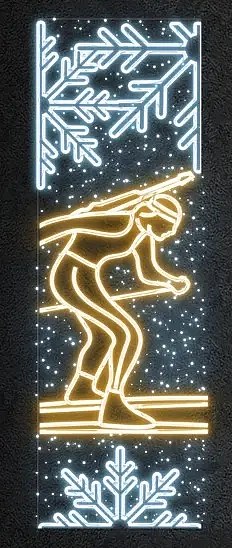 Easy Fix 2D LED-Lichtbanner für Eisschnelllauf, 80 × 250 cm, warmes und eisiges Weiß, Dekor für öffentliche Beleuchtung, Aluminium