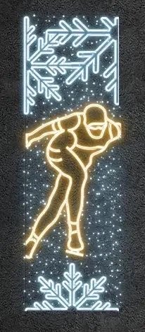 Easy Fix 2D LED-Lichtbanner Schlitten I, 80 × 250 cm, warm- und eisweiß, Dekor für öffentliche Beleuchtung, Aluminium