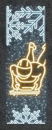 Easy Fix 2D LED-Lichtbanner Skifahrer, 80 × 250 cm, warm- und eisweiß, Dekor für öffentliche Beleuchtung, Aluminium