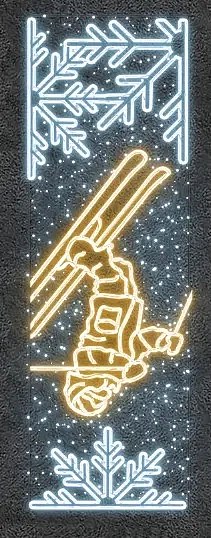 Easy Fix 2D LED-Lichtbanner Schlitten II, 80 × 250 cm, warm- und eisweiß, Dekor für öffentliche Beleuchtung, Aluminium