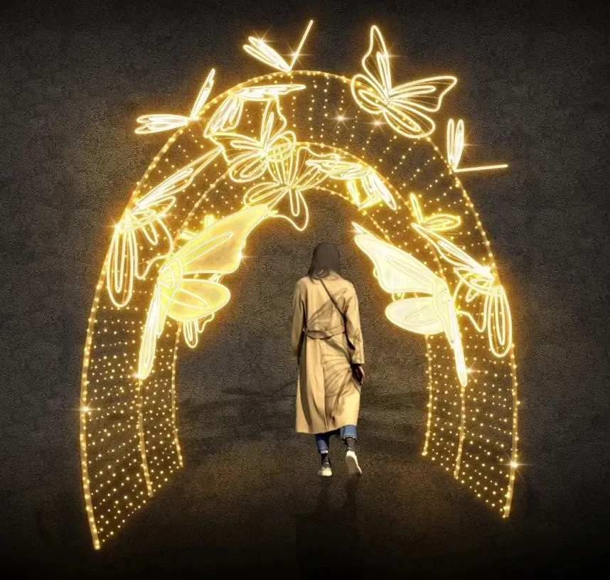 3D-LED-Lichttunnel, 210 × 300 × 400 cm, warmweiß mit Flash