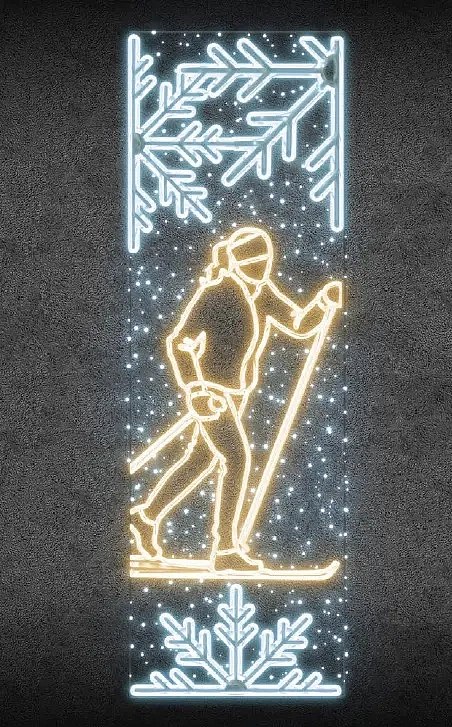Easy Fix 2D LED-Lichtbanner-Läufer, 80 × 247 cm, warm- und eisweiß, Dekor für öffentliche Beleuchtung, Aluminium