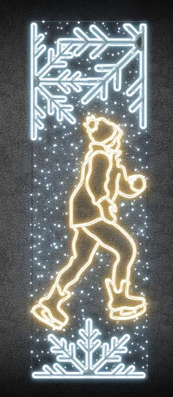 Easy Fix 2D LED-Lichtbanner Skater, 80 × 247 cm, warm- und eisweiß, Dekor für öffentliche Beleuchtung, Aluminium