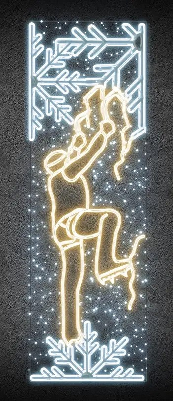 Easy Fix 2D LED-Lichtbanner-Kletterer, 95 × 255 × 50 cm, warm- und eisweiß, Dekor für öffentliche Beleuchtung, Aluminium