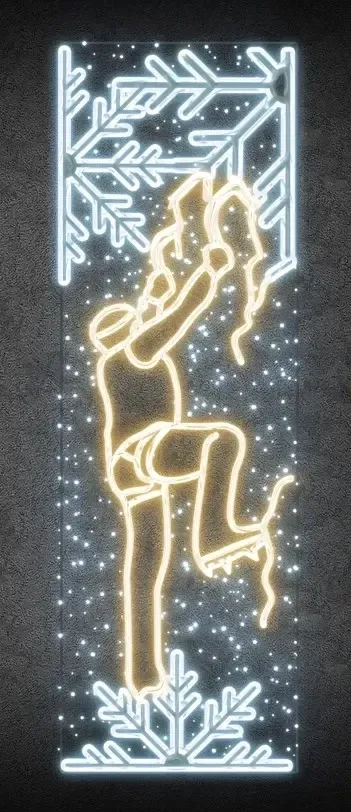 Easy Fix 2D LED-Lichtbanner-Kletterer, 95 × 255 × 50 cm, warm- und eisweiß, Dekor für öffentliche Beleuchtung, Aluminium