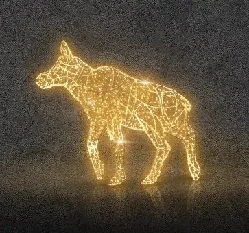 Eco Fix 3D LED beleuchtetes Elchkalb, WS2C, 210 × 240 × 55 cm, Aluminium