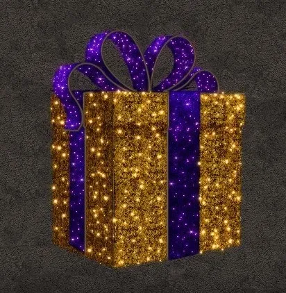 Easy Fix 3D LED-Lichtgeschenk, 60 × 65 × 60 cm, warmweiß mit Flash, Aluminium
