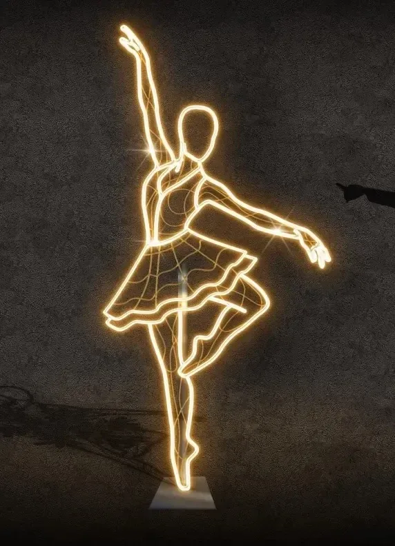 Eco Fix 2D LED-Lichtdekor, Ballerina I., 124 × 247 × 3 cm, warmweiß, hängend, 3D-Druck