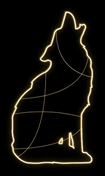 Eco Fix 2D LED-Leuchte heulender Wolf, hängend, 110 × 182 × 3 cm, warmweiß, 3D-Druck, DZX2991WS2
