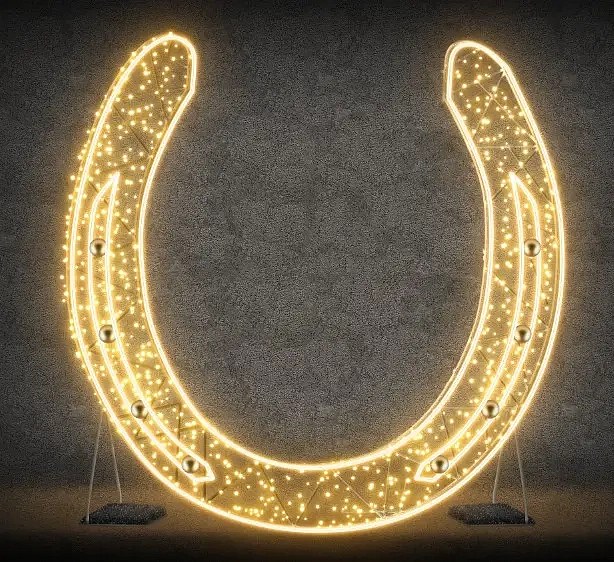 2D LED-Hufeisenleuchte, 220 × 220 cm, warmweiß, stehend, 3D-Druck