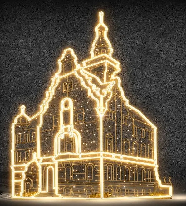 2D LED-Rathausleuchte, 256 × 298 cm, warmweiß, stehend, 3D-Druck