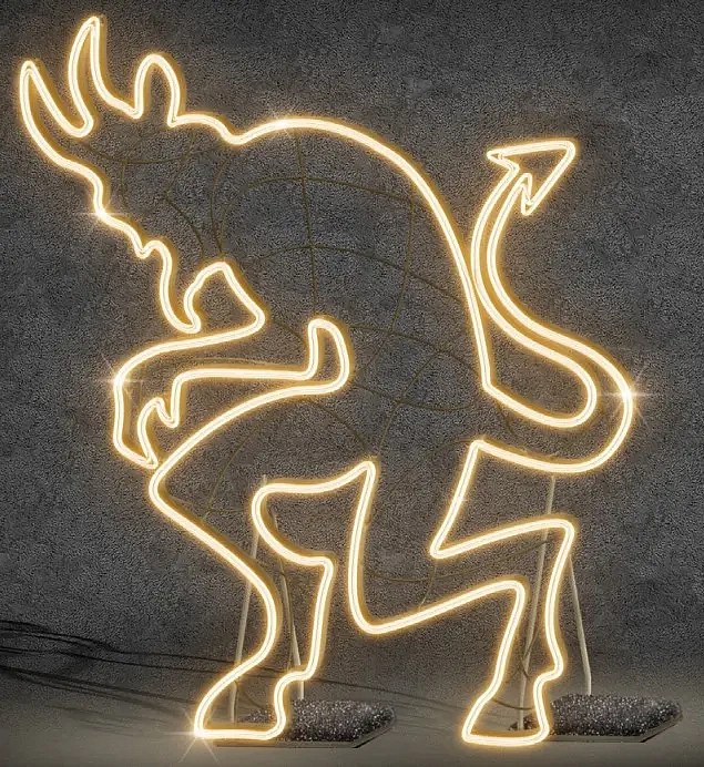 2D-LED-Lichtteufel, 152 × 180 cm, warmweiß, stehend