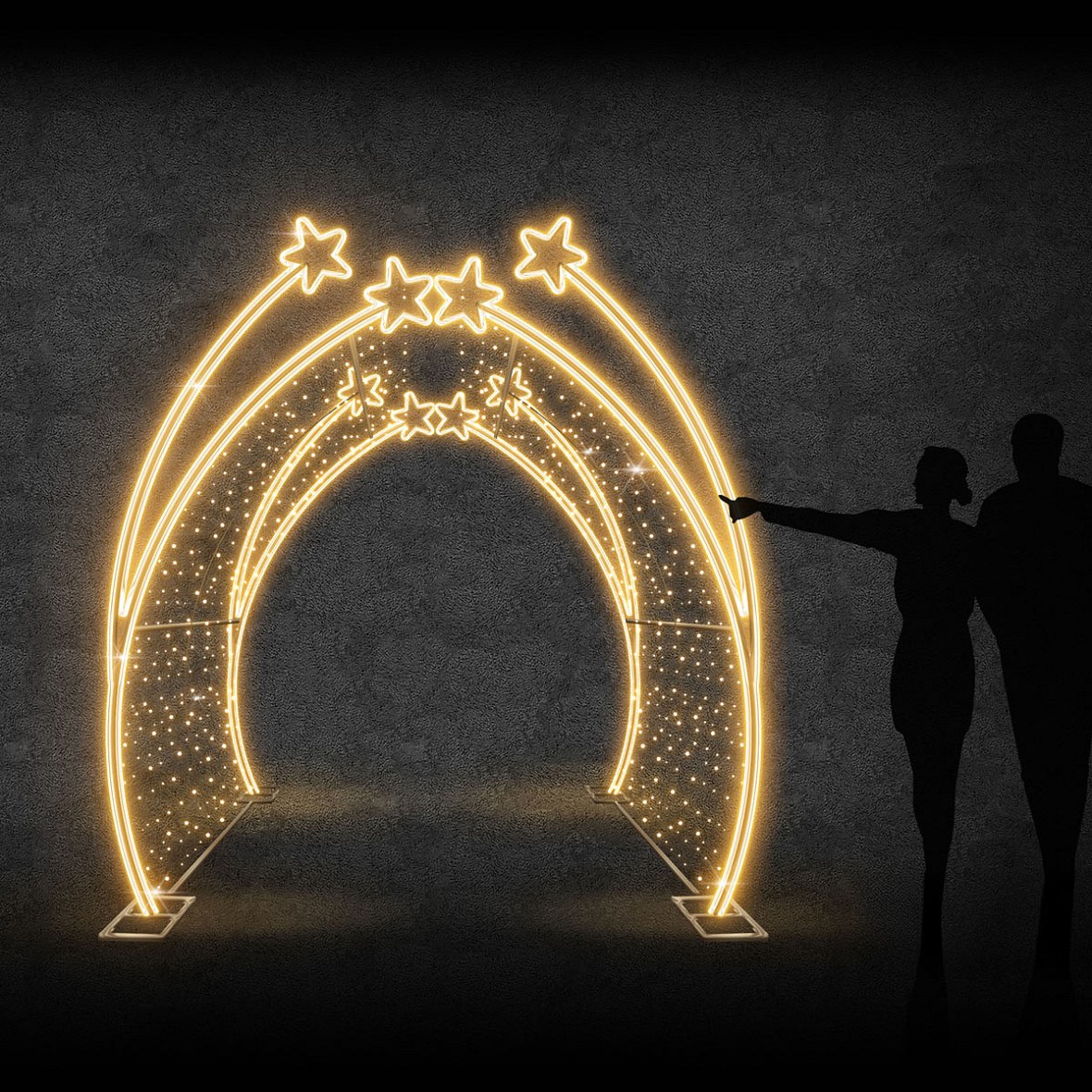 Easy Fix 3D LED-Lichttunnel mit Sternen, 200 × 250 × 200 cm, warmweiß mit Flash, Aluminium