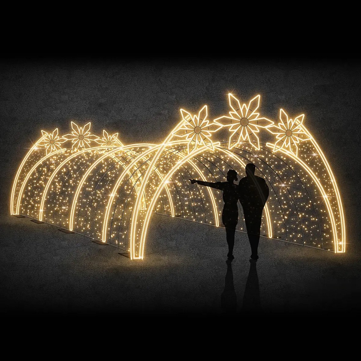 Easy Fix 3D LED-Lichttunnel, 420 × 300 × 1000 cm, warmweiß, Aluminium