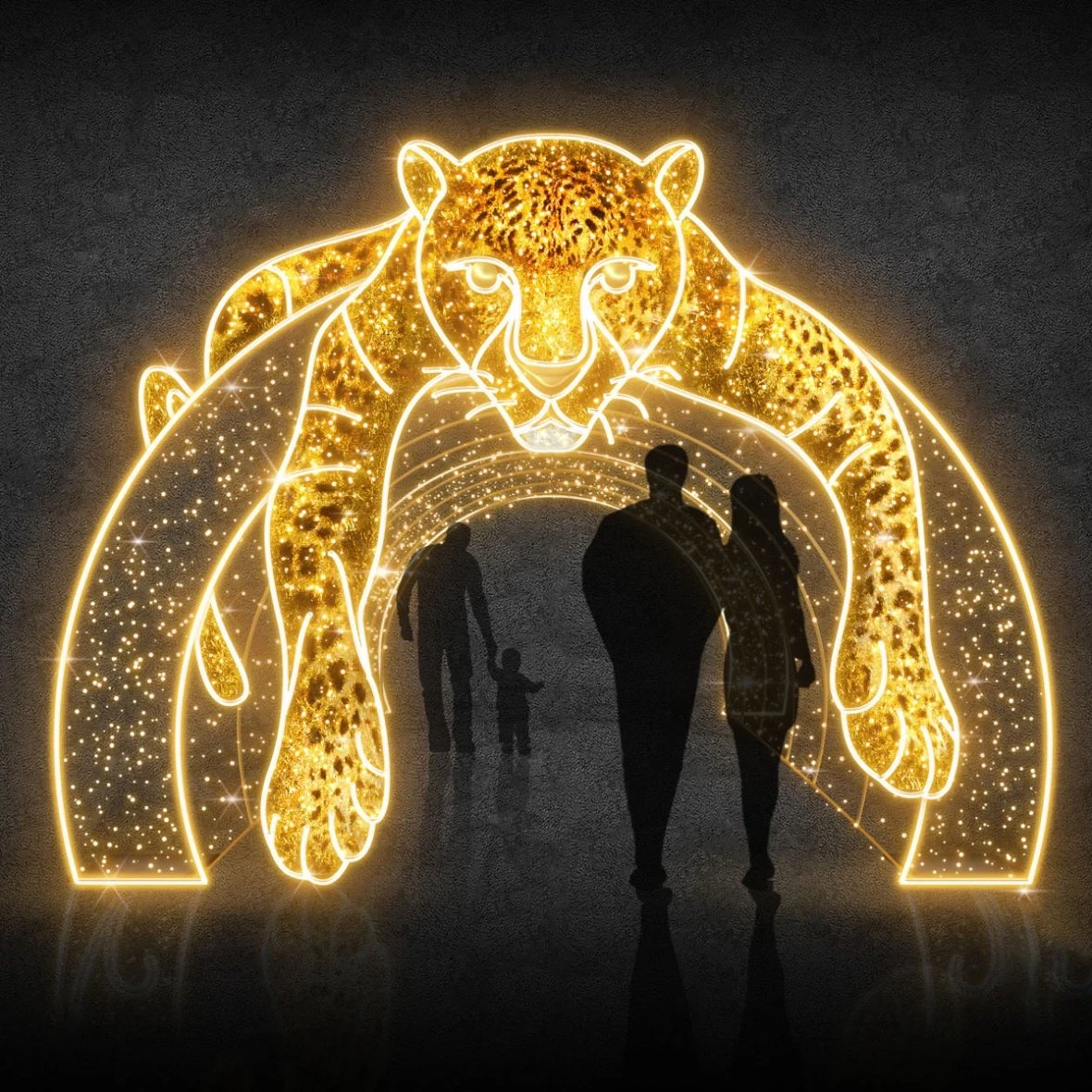 Eco Fix 3D LED-Lichtgitter Leopard, 490 × 370 cm, warmweiß, Aluminium
