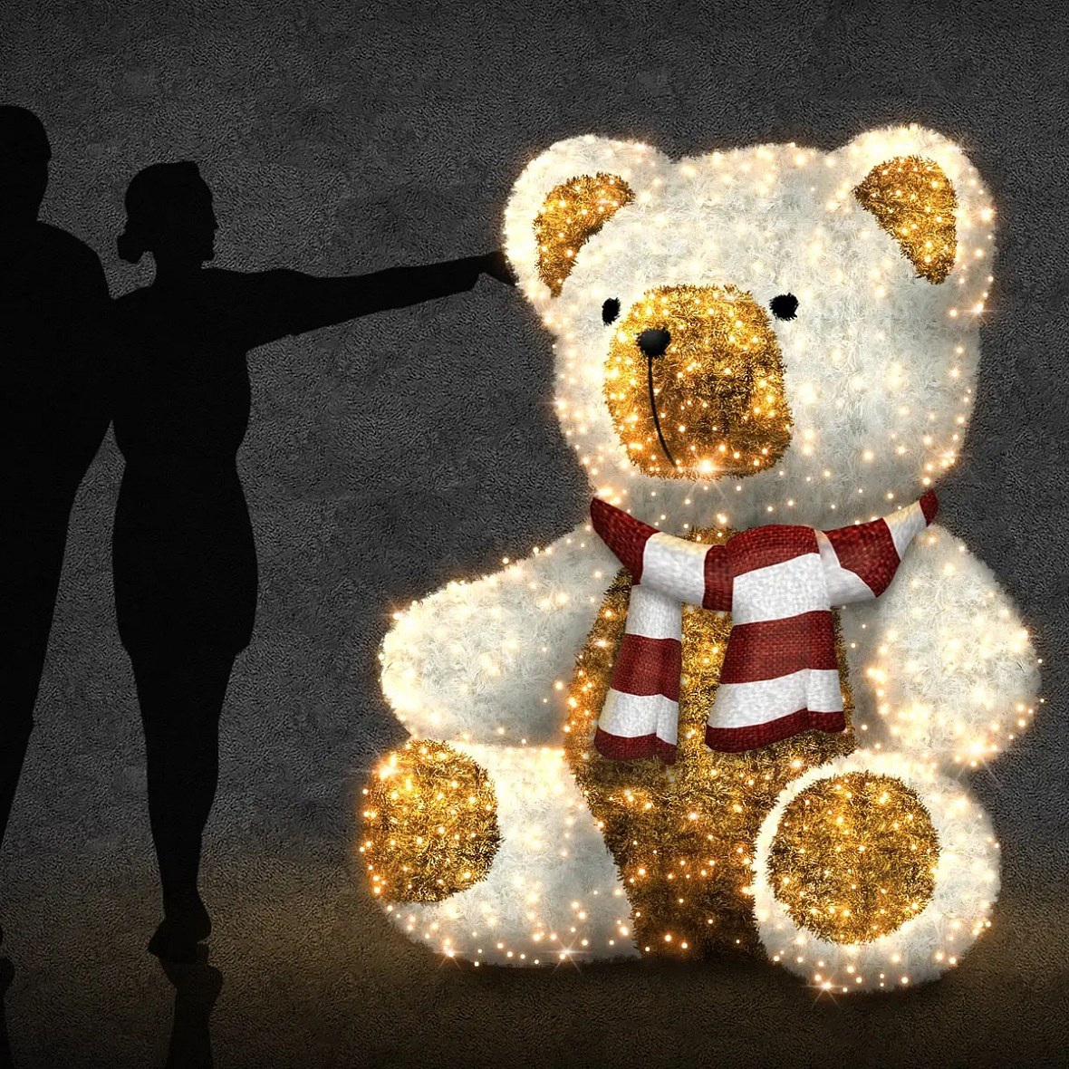 Eco Fix 3D LED-Licht-Sitzbär, 160 × 180 × 170 cm, warmweiß, Aluminium