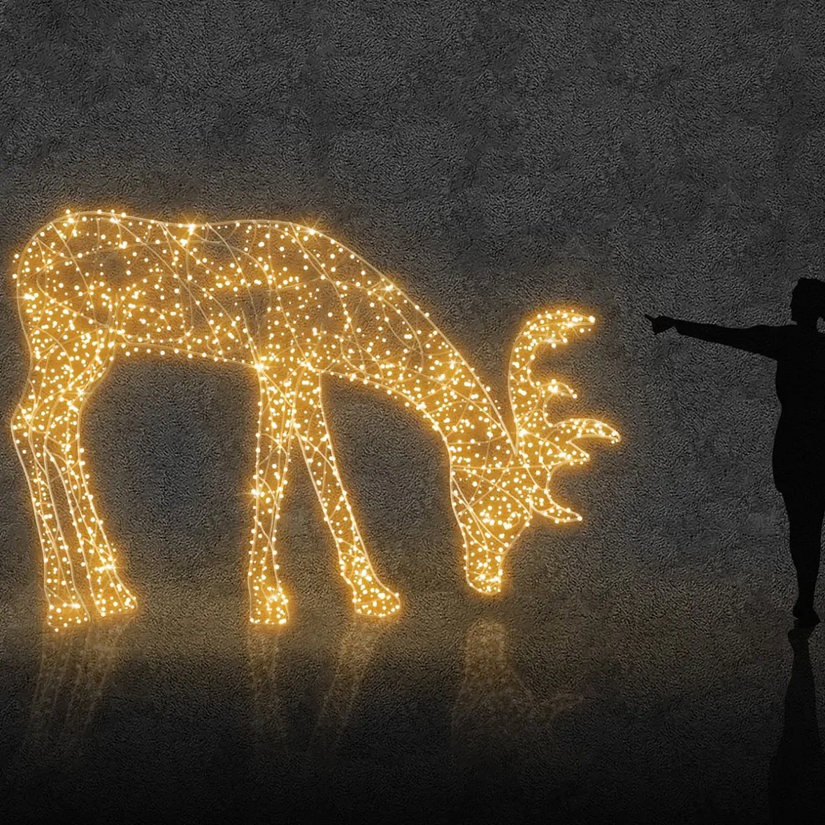 Eco Fix 3D LED-Hirschleuchte 220 cm, warmweiß, Aluminium
