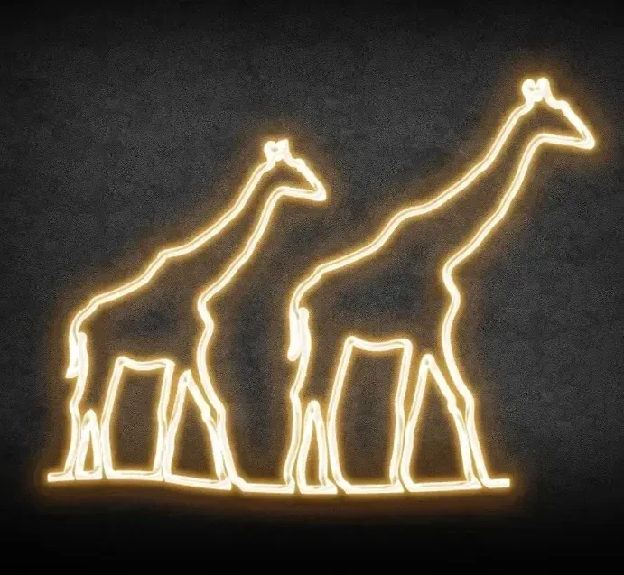 Eco Fix 2D LED Giraffe Set, 339 × 300 cm, warmweiß, stehend, 3D-Druck, Aluminium