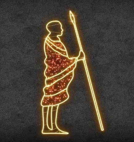 Eco Fix 2D LED-Lichtfigur African, 114 × 225 cm, warmweiß, stehend, 3D-Druck