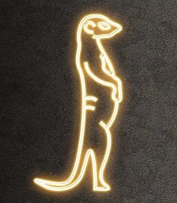 Eco Fix 2D LED-Leuchte Surikata, seitlich stehend, hängend, 54 × 123 × 4 cm, warmweiß, 3D-Druck, gold