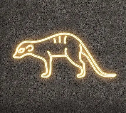 Eco Fix 2D LED-Leuchte Surikata, auf Pfoten, hängend, 135 × 62 × 3 cm, warmweiß, 3D-Druck, gold